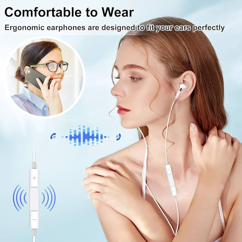 Noise-Cancelling Lightning Earphones  MFi Certified Wired Type with Mic  Volume  Works with 14 13 12 11 XR 8 7