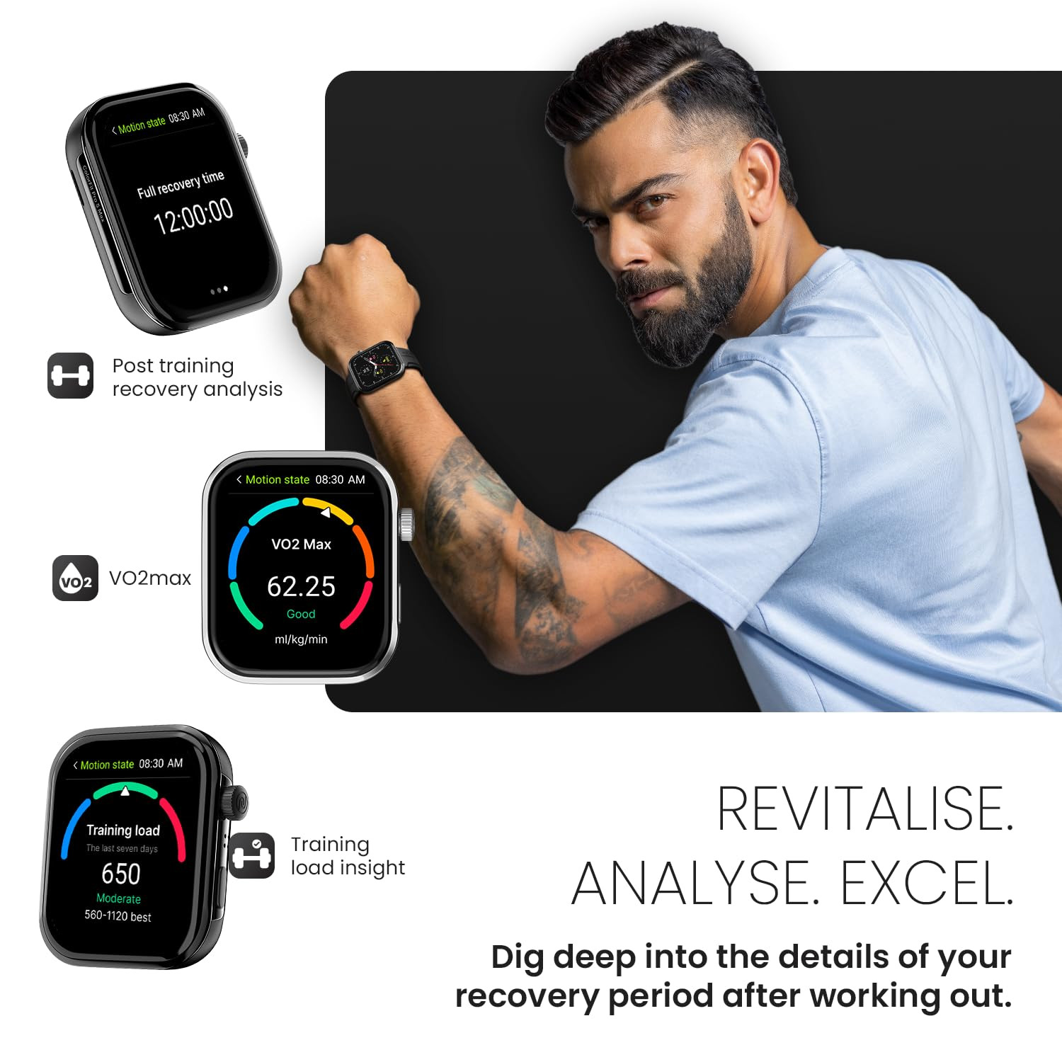 Noise ColorFit Pro 5 Max 196 AMOLED Display Smart Watch BT Calling Post Training Workout Analysis VO2 Max Rapid Health 5X Faster Data Transfer - Jet Black
