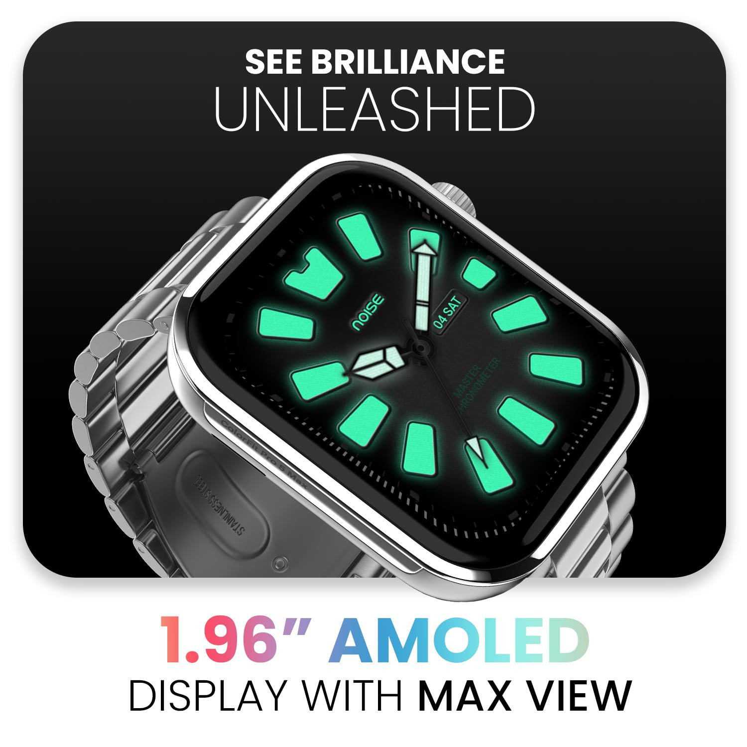 Noise ColorFit Pro 5 Max 196 AMOLED Display Smart Watch BT Calling Post Training Workout Analysis VO2 Max Rapid Health 5X Faster Data Transfer - Jet Black