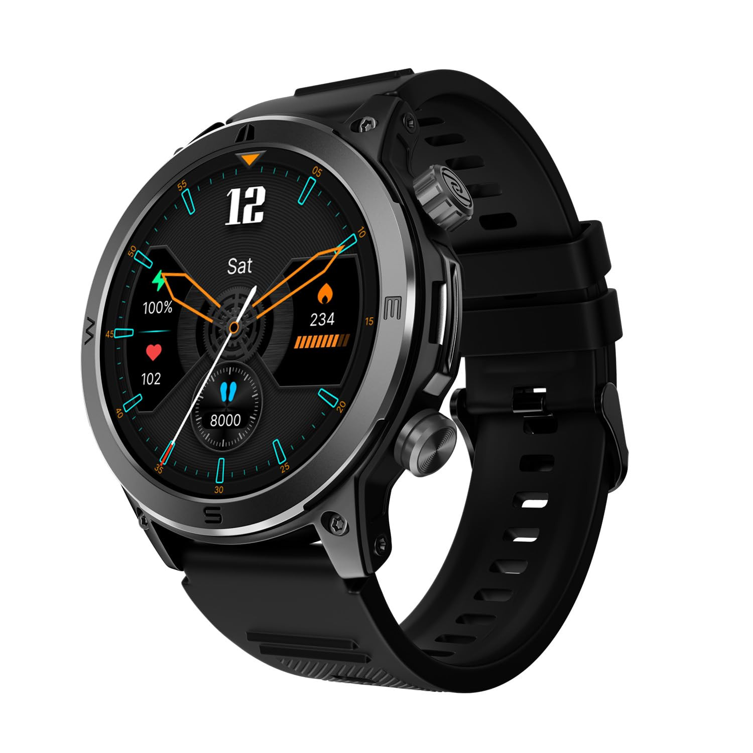 Noise Endeavour Rugged Design 146 AMOLED Display Smart Watch BT Calling SoS Feature Rapid Health  100 Sports Modes- Jet Black