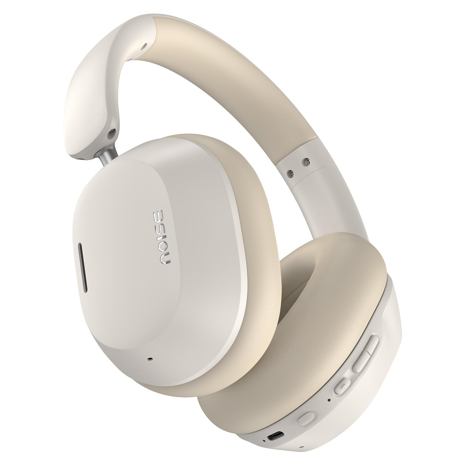 Noise Newly Launched Airwave Max 5 Wireless Over Ear Headphones with Adaptive Hybrid ANC up to 50dB HFA Tech 80H Playtime Dual PairingCalm Beige