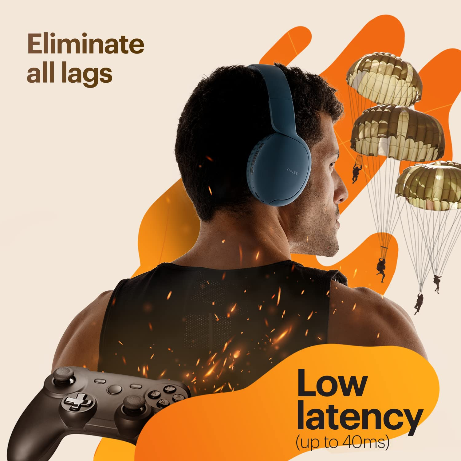 Noise Two Wireless On Ear Headphones with 50 Hours Playtime Low Latencyup to 40ms 4 Play Modes Dual Pairing BT v53 Serene Blue