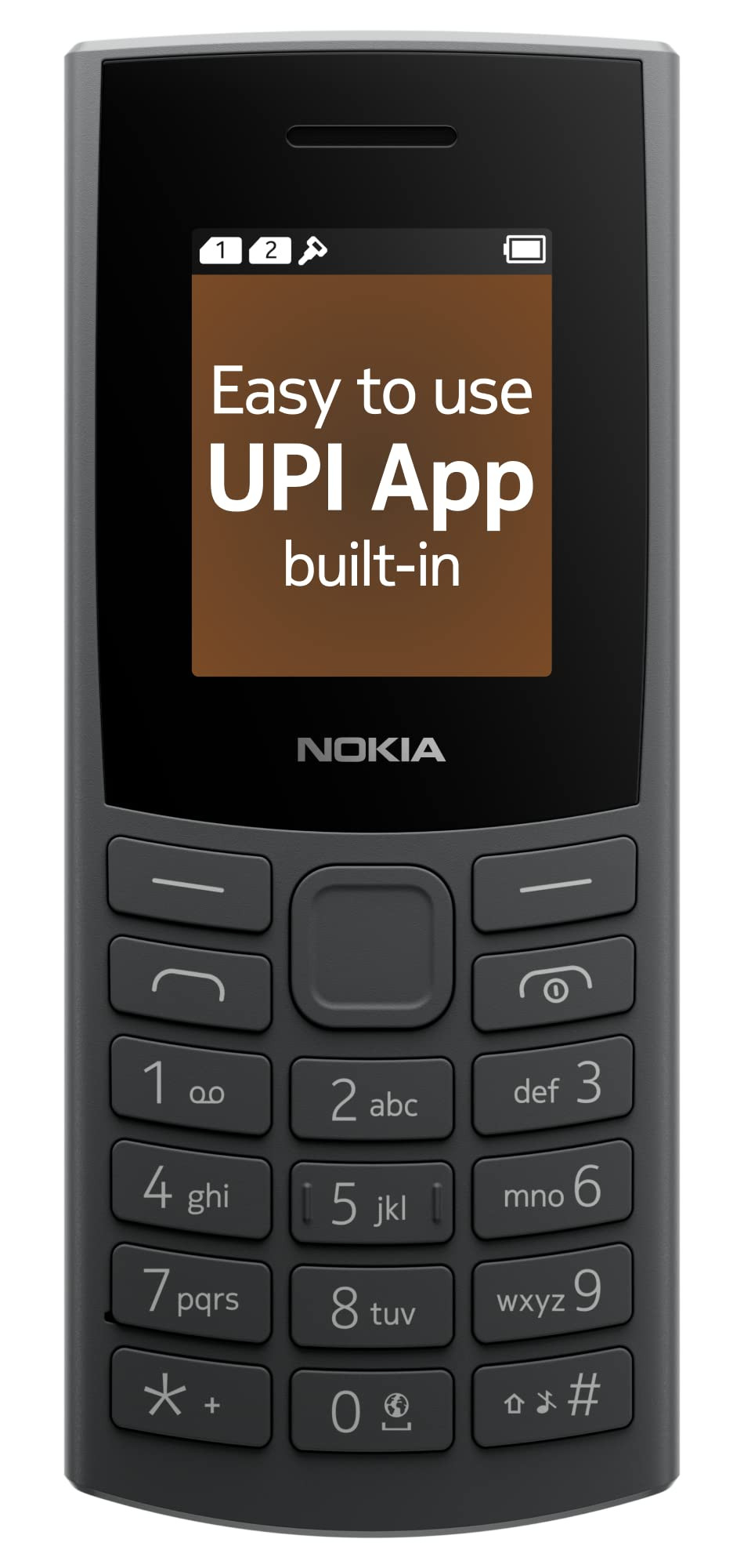 Nokia 106 4G Keypad Phone with 4G Built-in UPI Payments App Long-Lasting Battery Wireless FM Radio  MP3 Player and MicroSD Card Slot   1 Year Replacement Guarantee  Charcoal