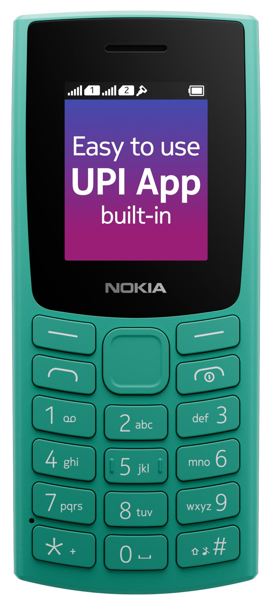 Nokia 106 Dual Sim Keypad Phone with Built-in UPI Payments App Long-Lasting Battery Wireless FM Radio  MP3 Player and MicroSD Card Slot  Green