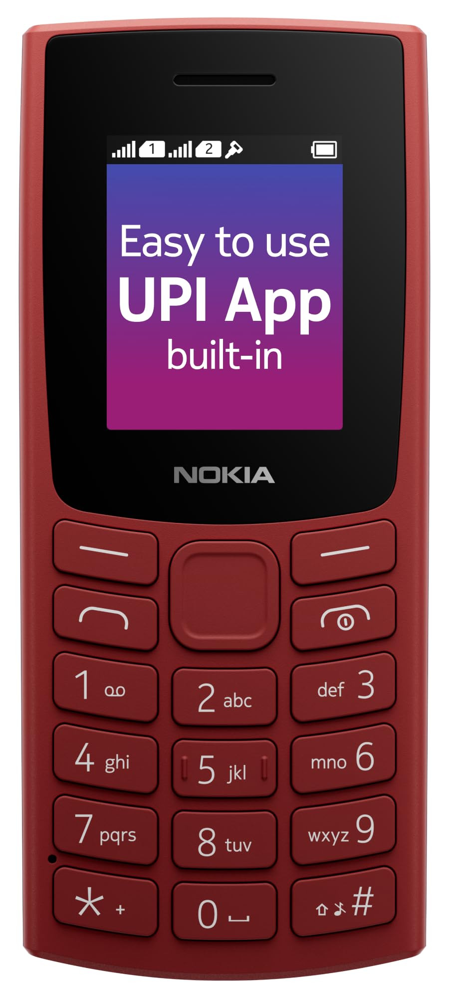 Nokia 106 Dual Sim Keypad Phone with Built-in UPI Payments App Long-Lasting Battery Wireless FM Radio  MP3 Player and MicroSD Card Slot  Red