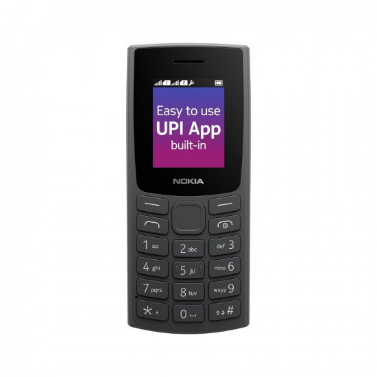 Nokia 106 Single Sim, Keypad Phone with Built-in UPI Payments App, Long-Lasting Battery, Wireless FM Radio & MP3 Player, and MicroSD Card Slot | Charcoal