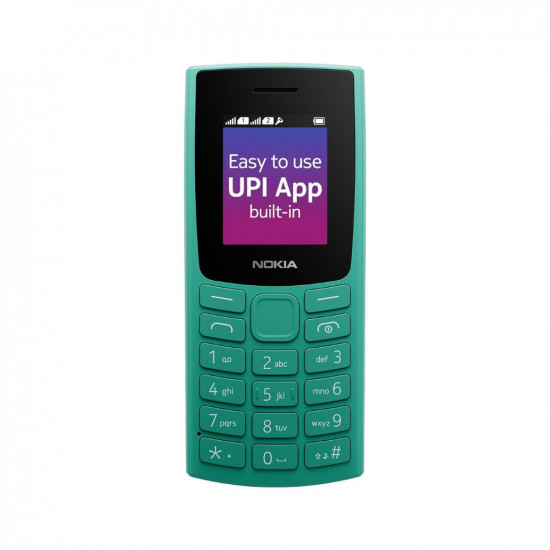 Nokia 106 Single Sim, Keypad Phone with Built-in UPI Payments App, Long-Lasting Battery, Wireless FM Radio & MP3 Player, and MicroSD Card Slot | Green