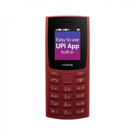 Nokia 106 Single Sim, Keypad Phone with Built-in UPI Payments App, Long-Lasting Battery, Wireless FM Radio & MP3 Player, and MicroSD Card Slot | Red