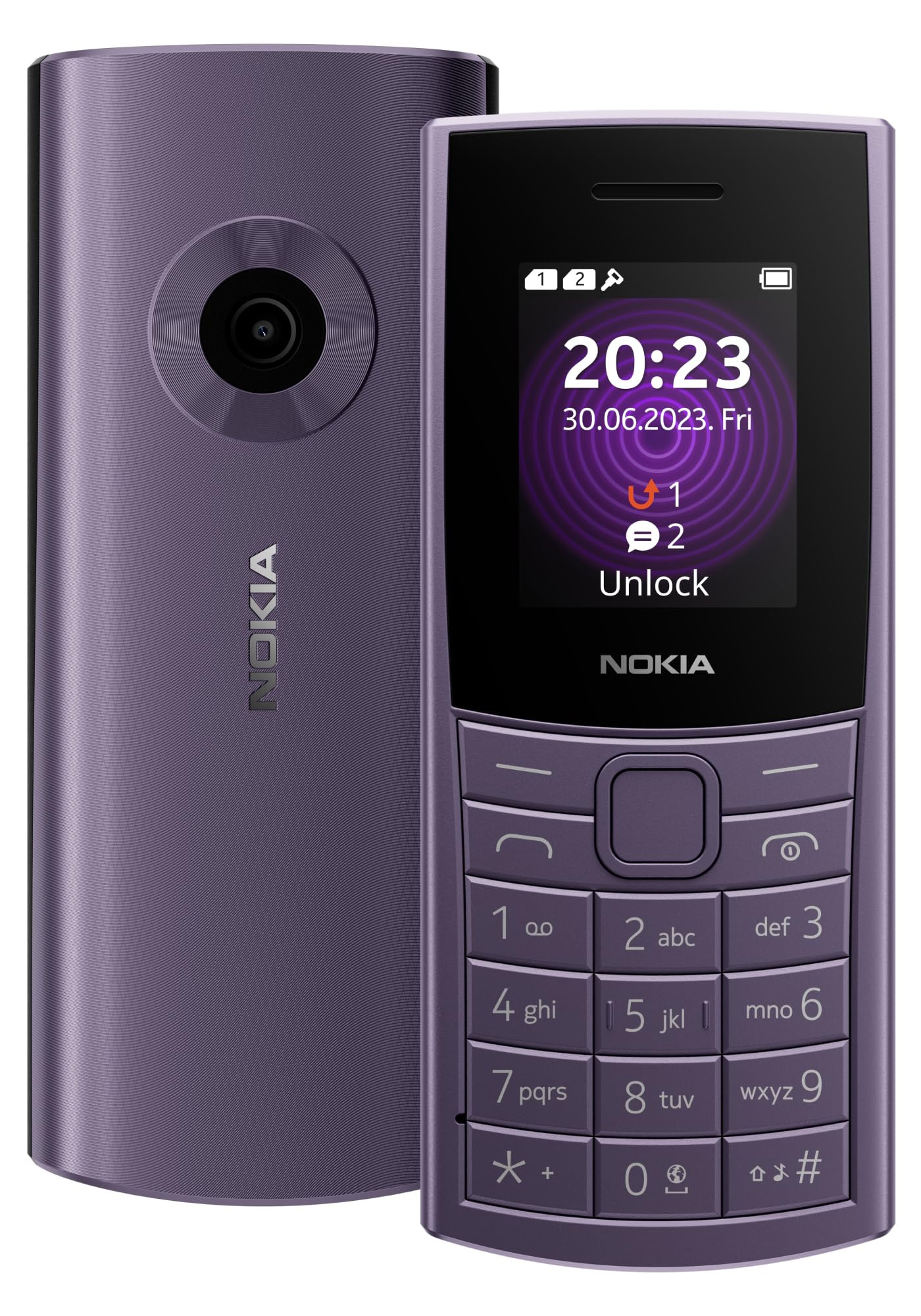 Nokia 110 4G with 4G Camera Bluetooth FM Radio MP3 Player MicroSD Long-Lasting Battery and pre-Loaded Games  1 Year Replacement Guarantee  Artic Purple