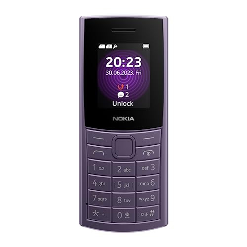 Nokia 110 4G with 4G Camera Bluetooth FM Radio MP3 Player MicroSD Long-Lasting Battery and pre-Loaded Games  1 Year Replacement Guarantee  Artic Purple