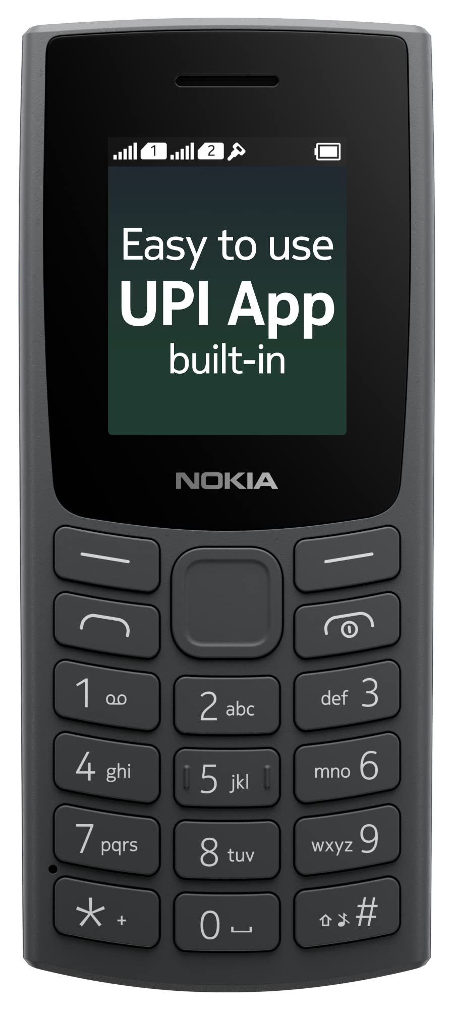 Nokia All-New 105 Dual Sim Keypad Phone with Built-in UPI Payments Long-Lasting Battery Wireless FM Radio  Charcoal