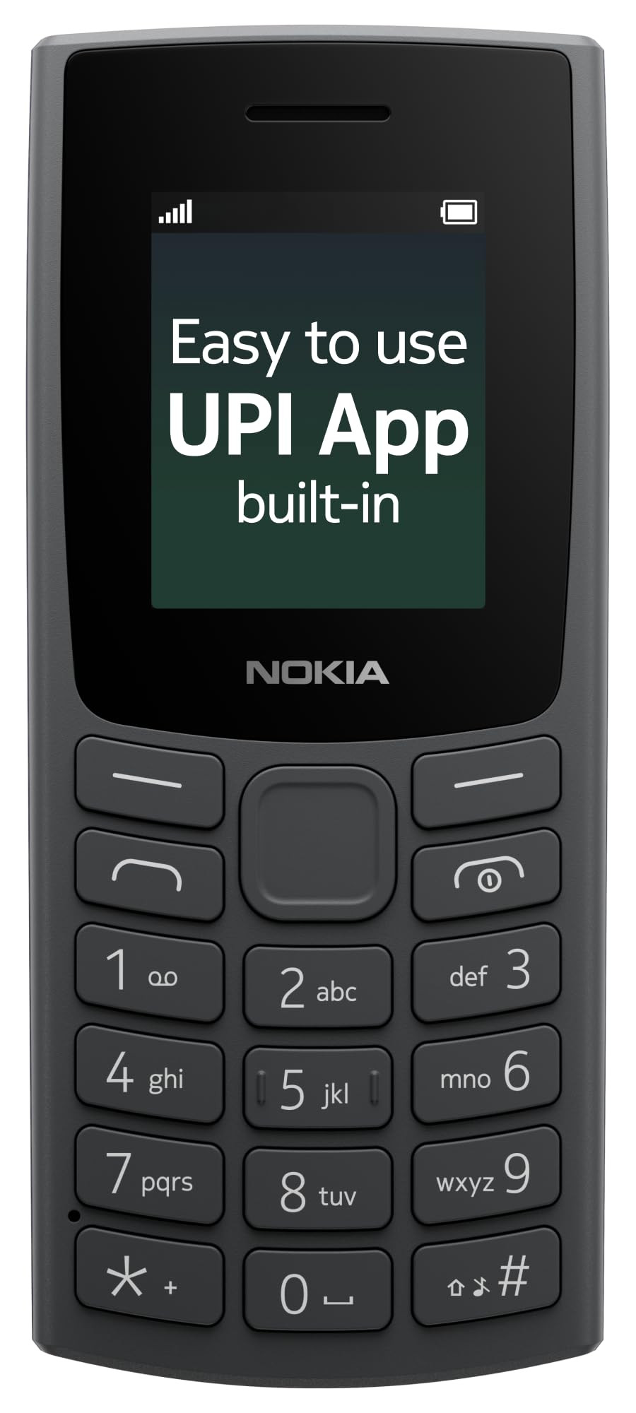 Nokia All-New 105 Single Sim Keypad Phone with Built-in UPI Payments Long-Lasting Battery Wireless FM Radio  Charcoal