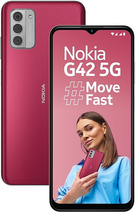 Nokia G42 5G | Snapdragon® 480+ 5G | 50MP Triple AI Camera | 16GB RAM (8GB RAM + 8GB Virtual RAM) | 256GB Storage | 5000mAh Battery | 2 Years Android Upgrades | 20W Charger Included | So Pink