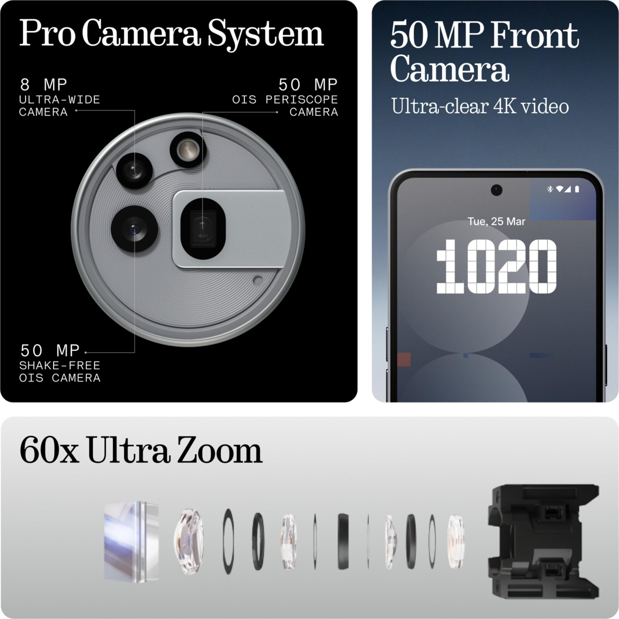 Nothing Phone 3A Pro 5G  Snapdragon 7s Gen 3  50MP50MP8MP Camera  50MP Front  677 120Hz AMOLED  5000mAh Battery  50W Fast Charging Grey 8GB RAM  128GB Storage