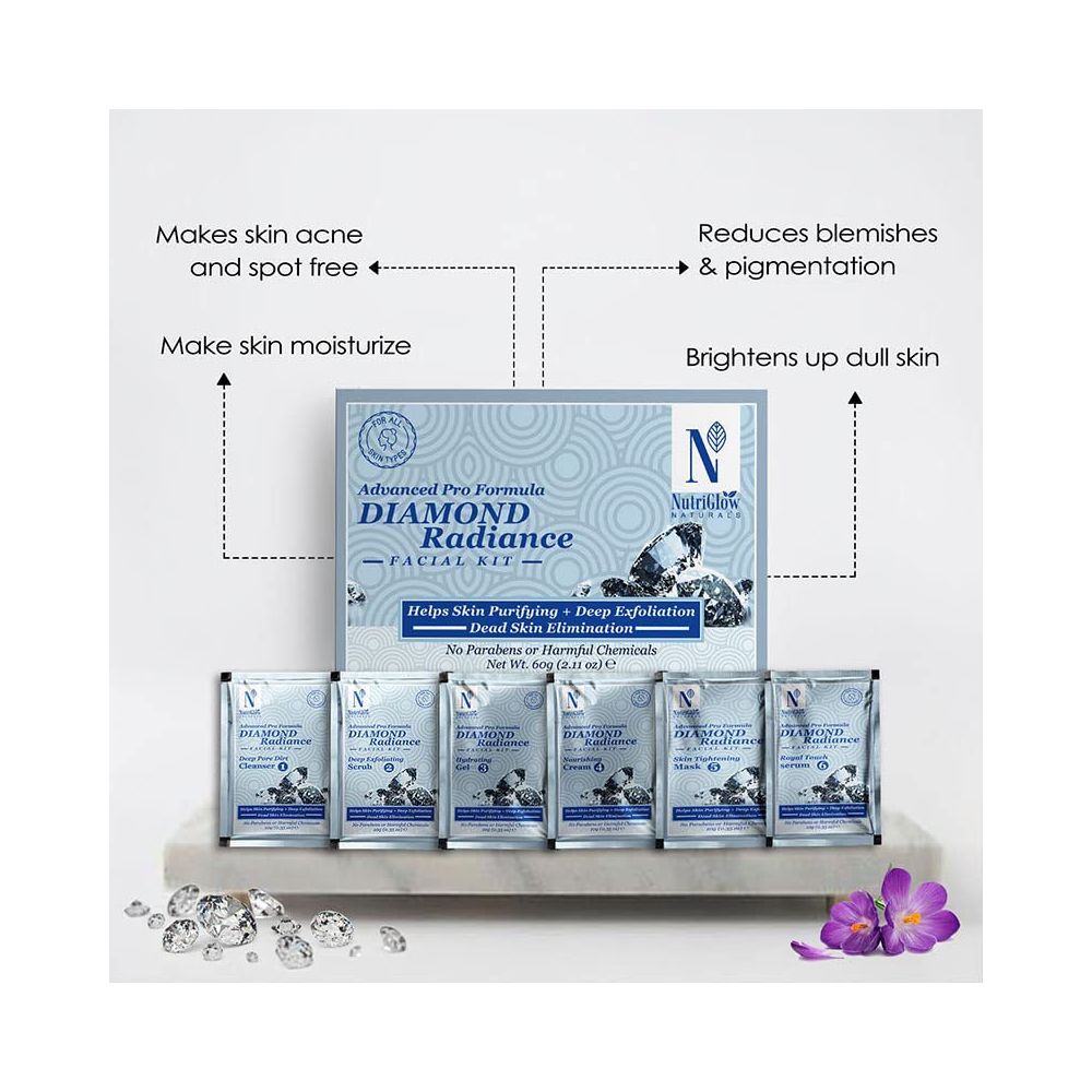 NutriGlow NATURAL'S Advanced Pro Formula Diamond Radiance Facial Kit For Make Skin Acne & Spot Free