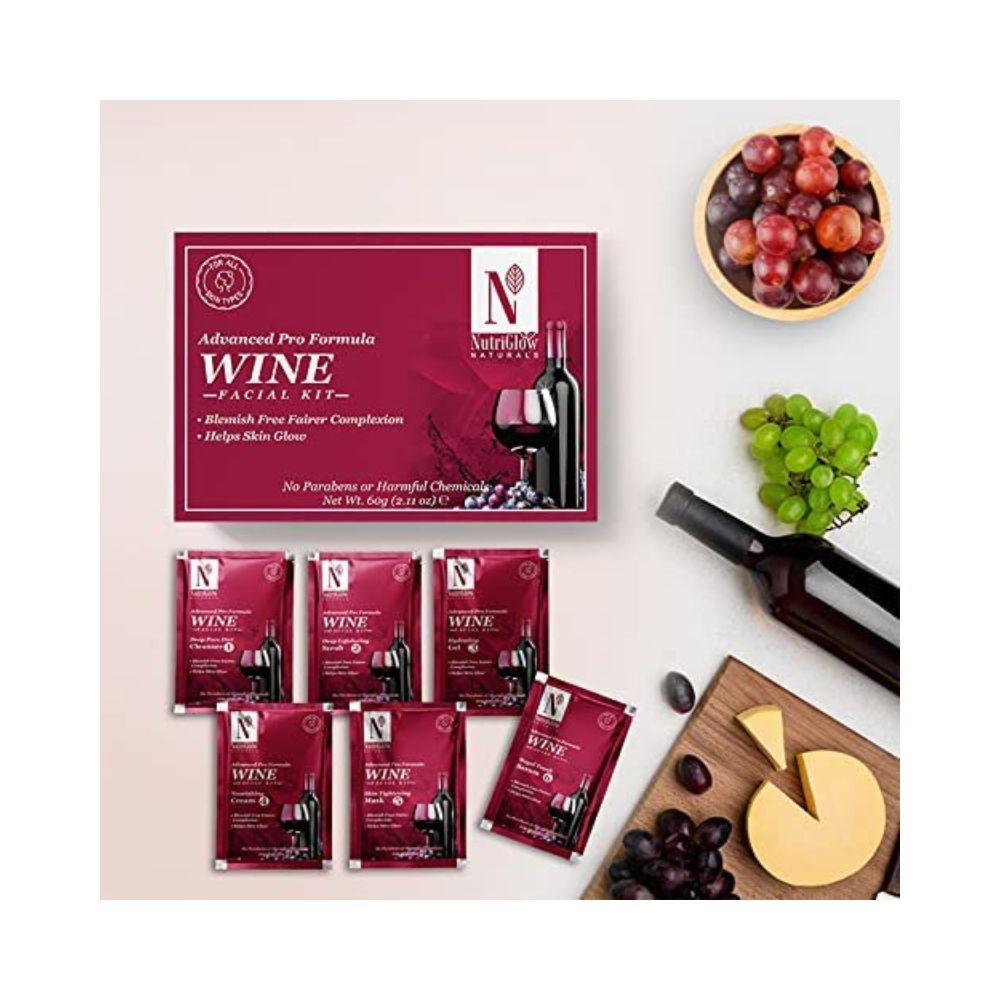 NutriGlow NATURAL'S Advanced Pro Formula Wine Facial Cleanup Kit for Glowing Skin | 10 gm each