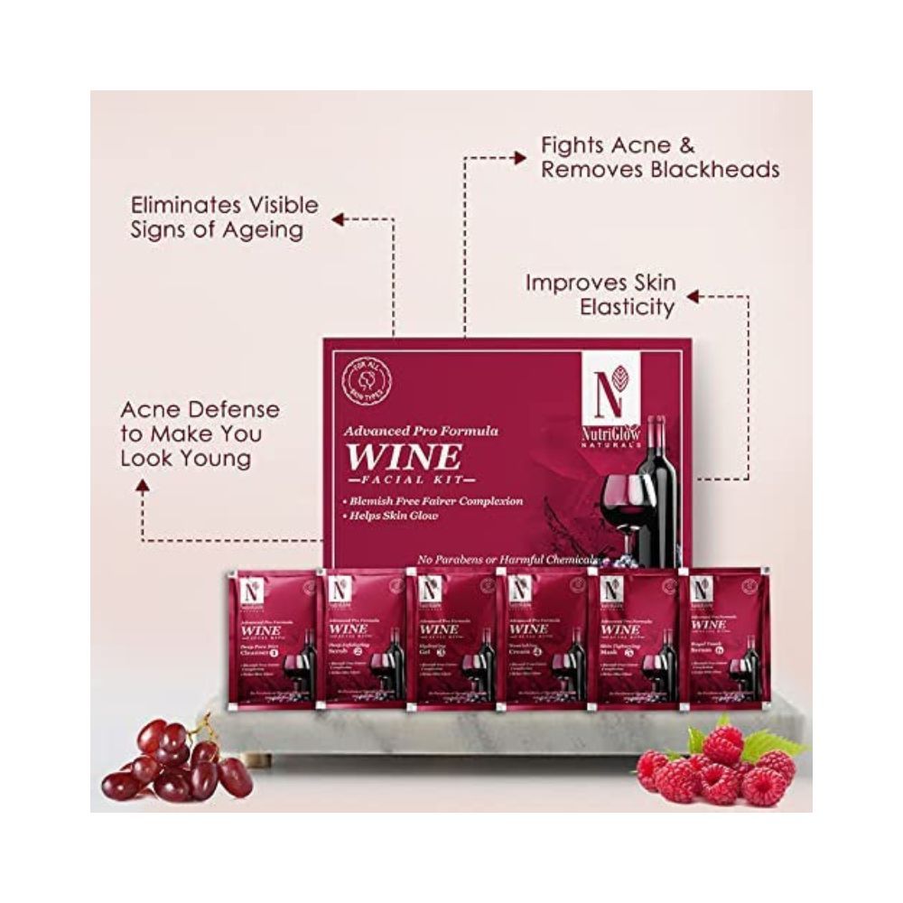 NutriGlow NATURAL'S Advanced Pro Formula Wine Facial Cleanup Kit for Glowing Skin | 10 gm each