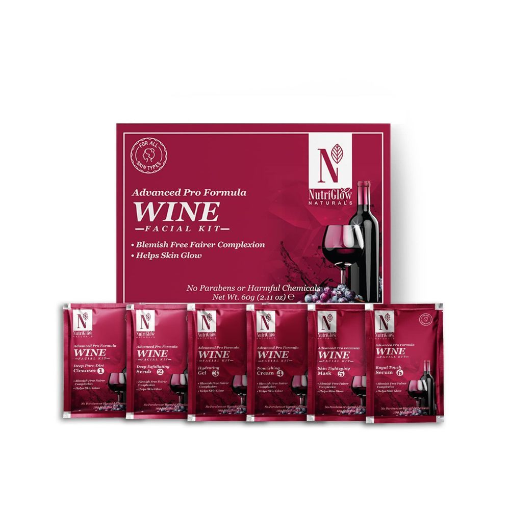 NutriGlow NATURAL'S Advanced Pro Formula Wine Facial Cleanup Kit for Glowing Skin | 10 gm each