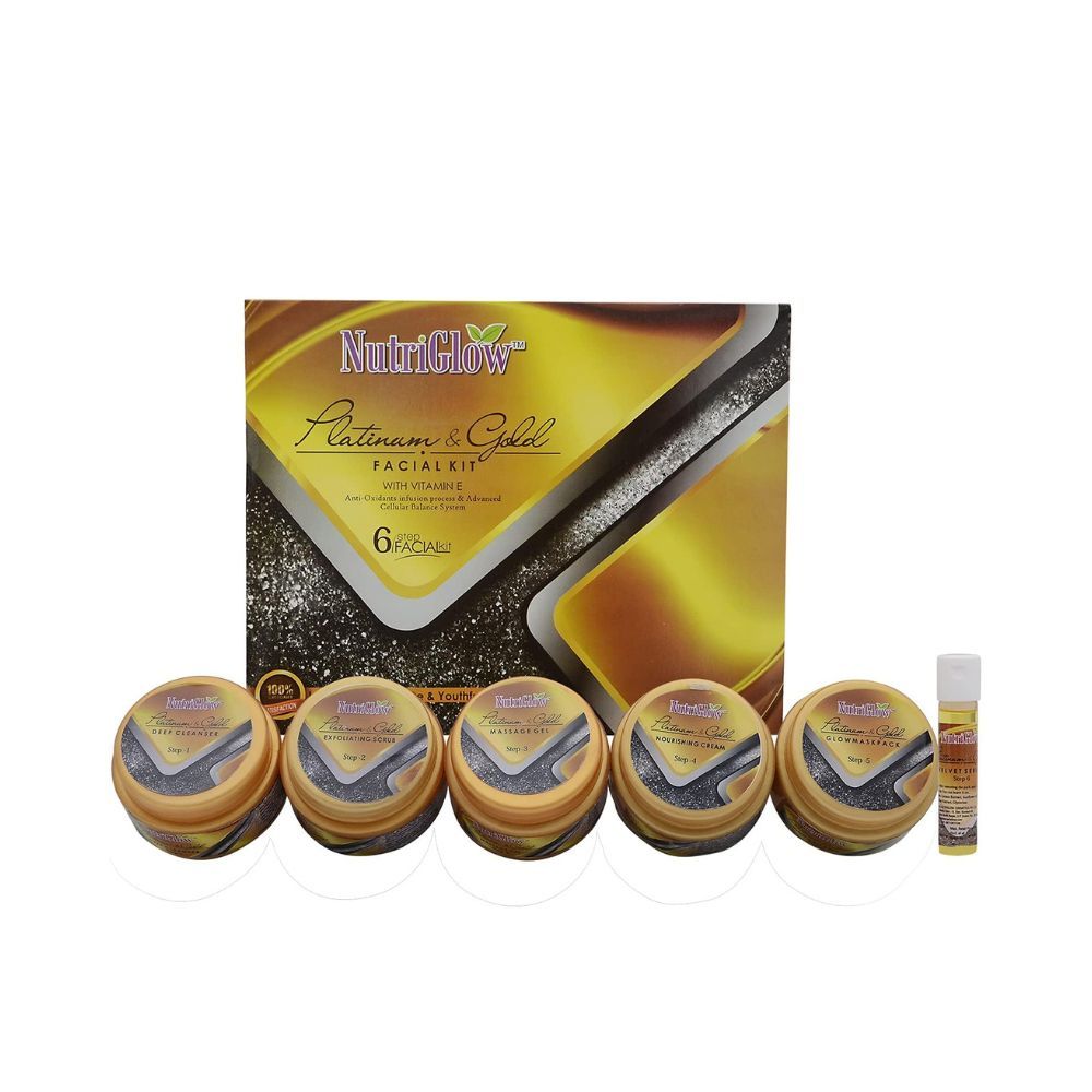 NutriGlow Platinum & Gold Facial Kit With Saffron Extract For Anti Ageing