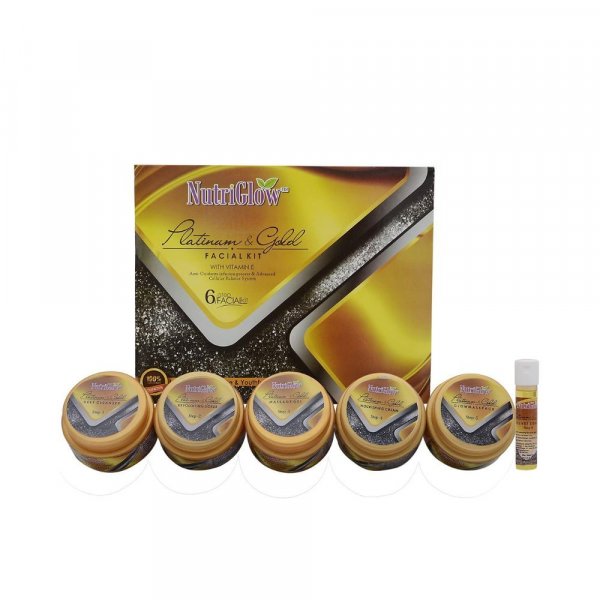 NutriGlow Platinum &amp; Gold Facial Kit With Saffron Extract For Anti Ageing