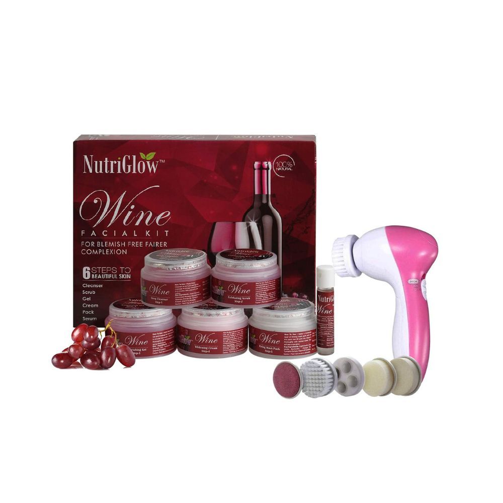 NutriGlow Wine Facial Cleanup Kit for Women for Glowing Skin| 6-Pieces Skin Care Set with Deep Cleanser