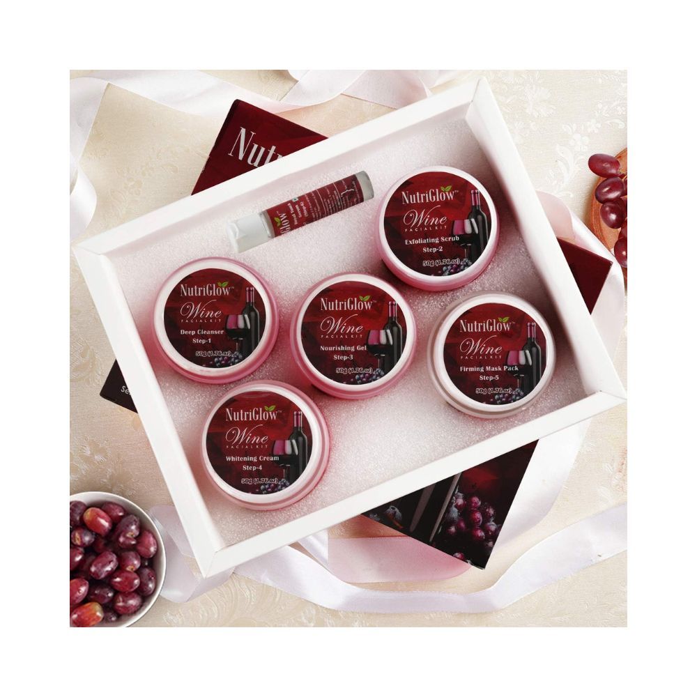 NutriGlow Wine Facial Kit For Radiant Glow, All Skin Types- 250g+10ml