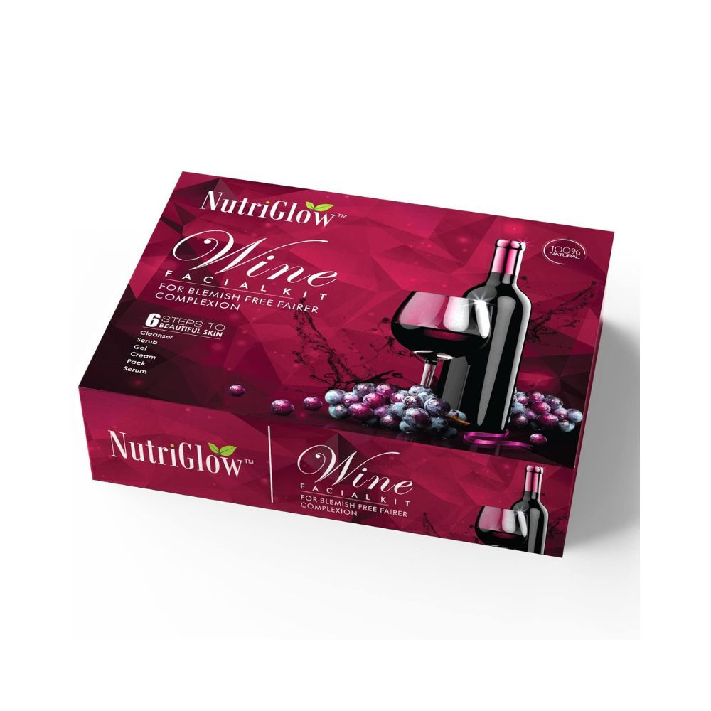 NutriGlow Wine Facial Kit For Radiant Glow, All Skin Types- 250g+10ml