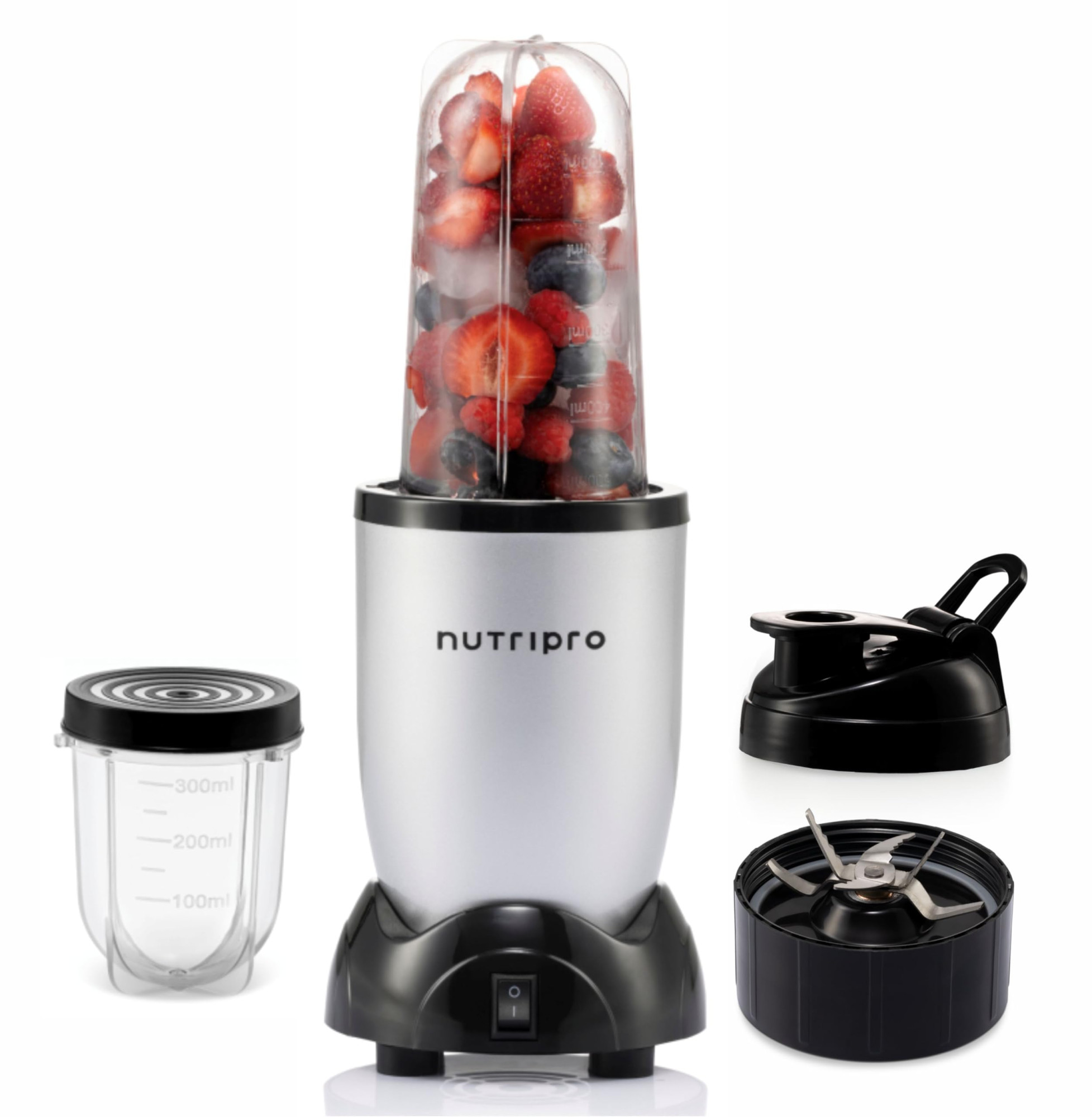 NutriPro Juicer Mixer Grinder - Smoothie Maker - 500 Watts 2 Jars 1 Blade Silver - 2 Year Warranty