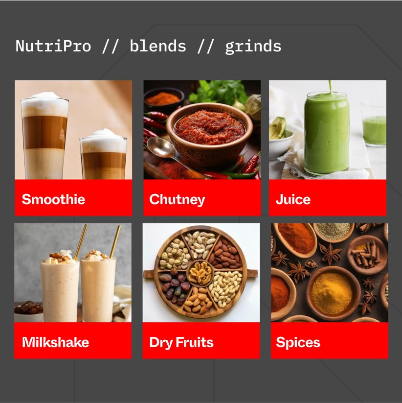 NutriPro Juicer Mixer Grinder - Smoothie Maker - 500 Watts 2 Jars 1 Blade Silver - 2 Year Warranty