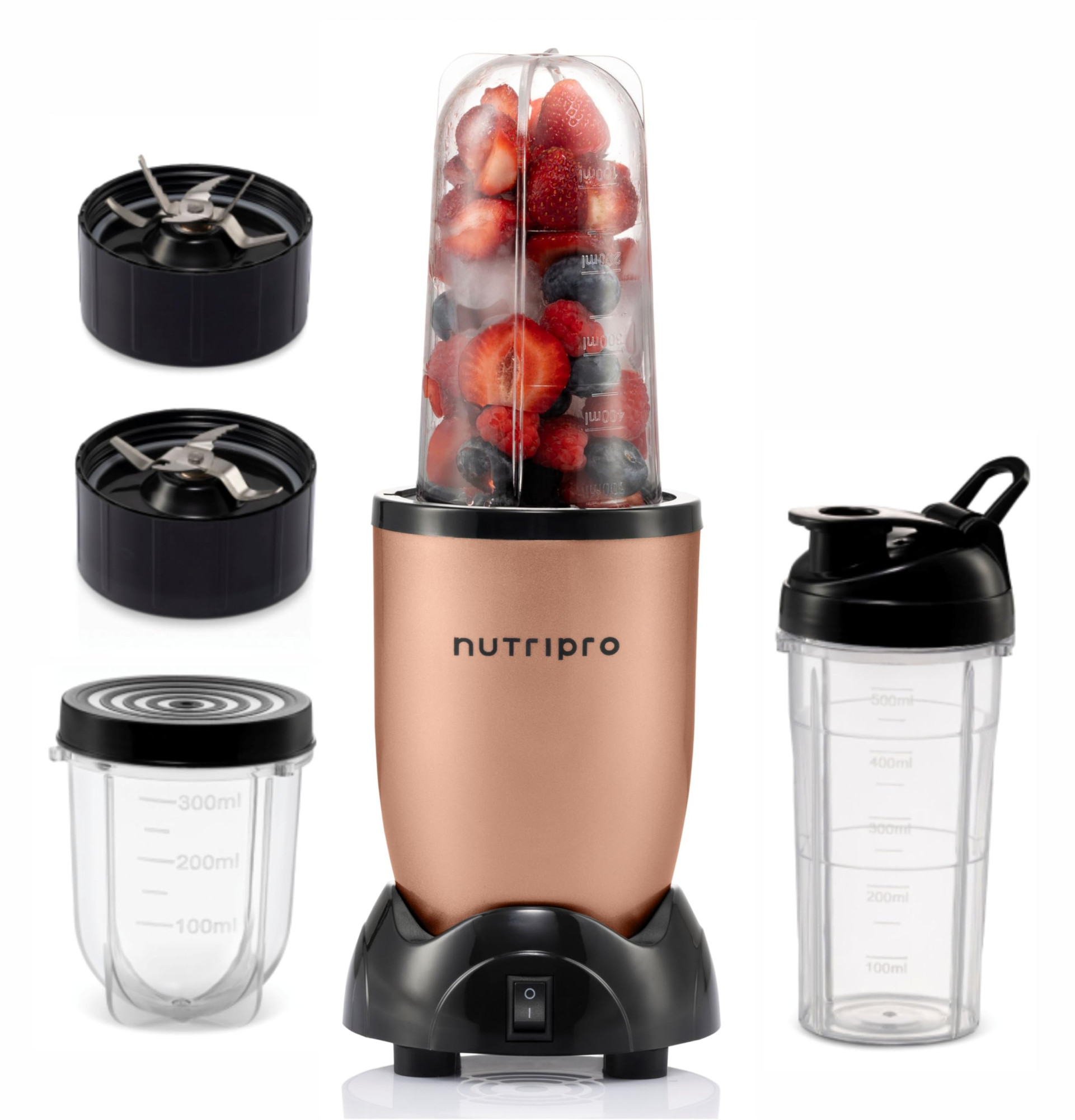 NutriPro Juicer Mixer Grinder - Smoothie Maker - 500 Watts 3 Jars 2 Blades Gold - 2 Year Warranty