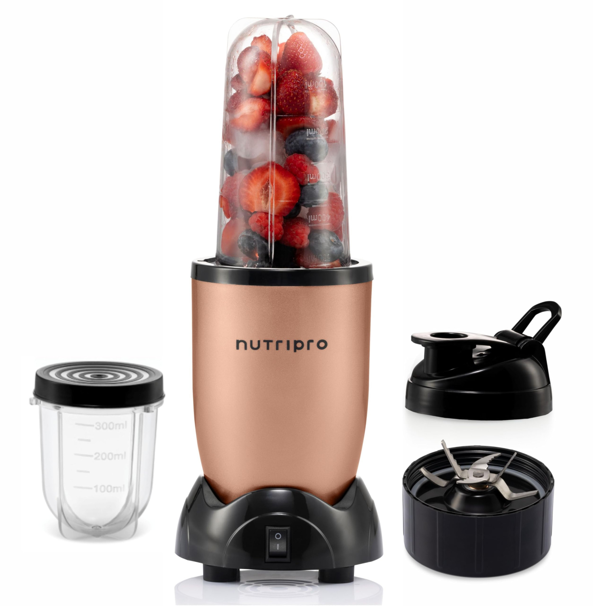 Nutripro Juicer Mixer Grinder Smoothie Maker - 500 Watts 2 Jars 1 Blade Gold - 2 Year Warranty