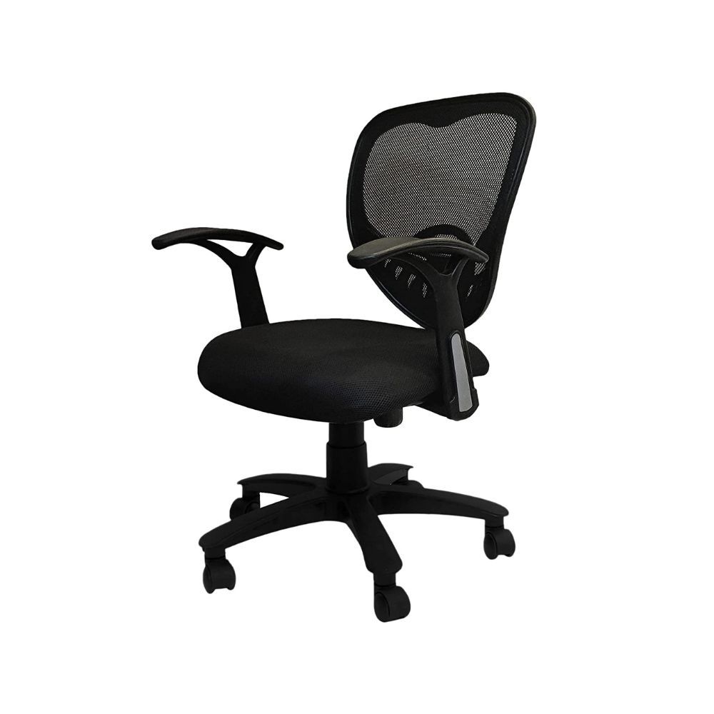 Office Chair| Height Adjustable Seat Push Back Tilt Feature |Mid Back (Black, Qty-1)