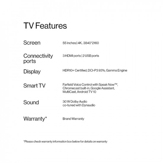 OnePlus 138.7 cm (55 inches) U Series 4K LED Smart Android TV 55U1S (Black)