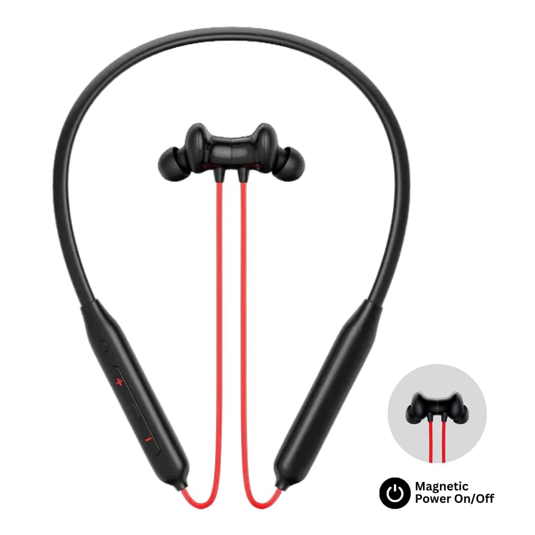 OnePlus-Compatible Wireless Neckband Bluetooth Headphones  JO25 Model with Deep Bass Clear Calling Dual Pairing for Nord 2T 11RT 9RT CE Pac-Man Edition