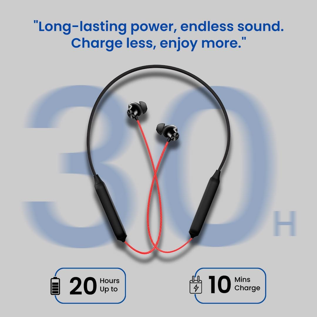 OnePlus-Compatible Wireless Neckband Bluetooth Headphones  JO25 Model with Deep Bass Clear Calling Dual Pairing for Nord 2T 11RT 9RT CE Pac-Man Edition