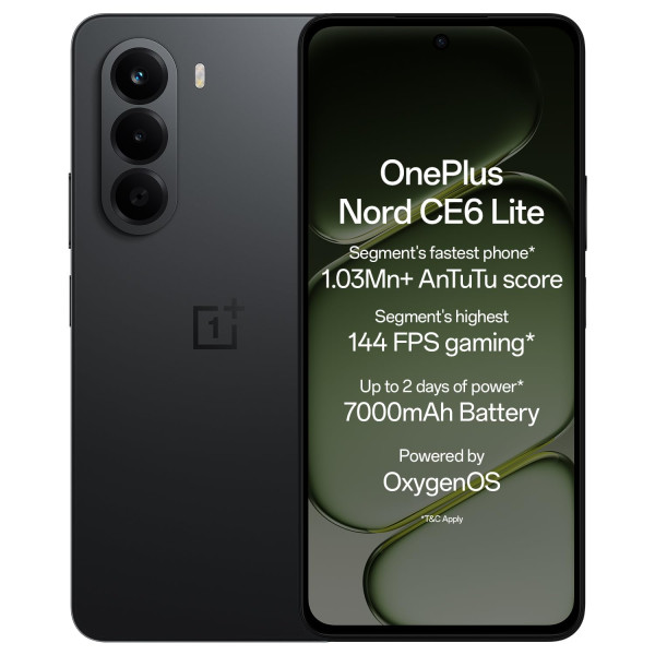 Image of OnePlus Nord CE6 Lite | 6GB+128GB | Hyper Black | Segment's Fastest Dimensity 7400 Apex Processor | 7000mAh Battery | Segment's Highest 144Hz Refresh Rate | 50MP Main Camera, 4K Video Recording