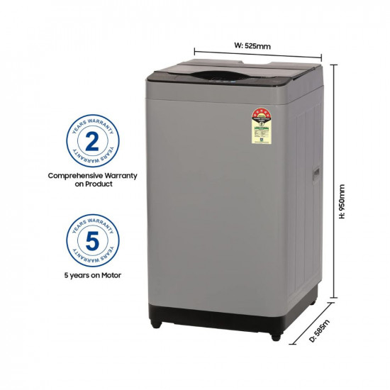 ONIDA 7 kg 5 Star Fully Automatic Top Load Washing Machine(T70CMLG, Light Grey, Hexa Crystal Drum)