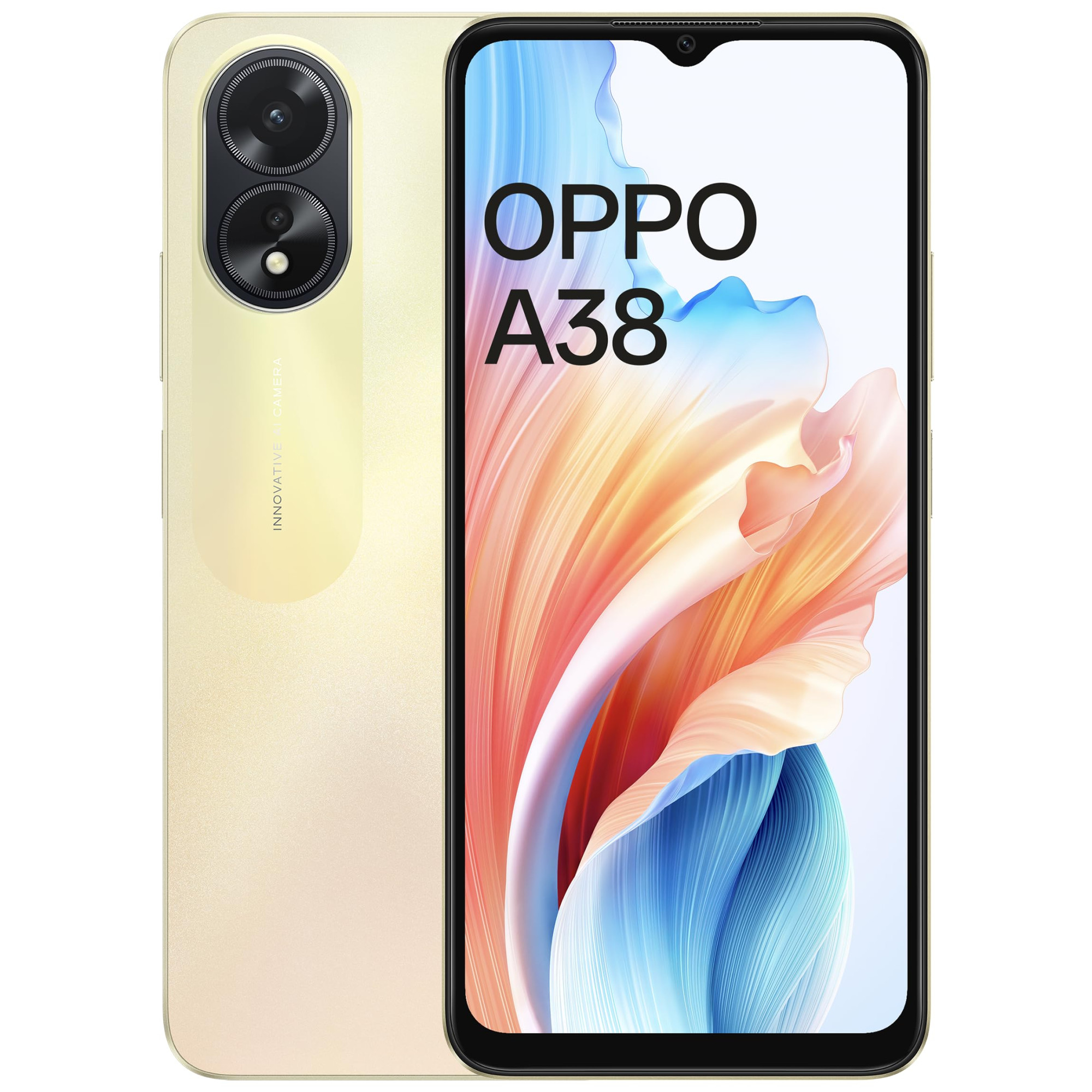 Oppo A38 Glowing Gold 4GB RAM 128GB Storage  5000 mAh Battery and 33W SUPERVOOC  656 HD 90Hz Waterdrop Display  50MP Rear AI Camera with No Cost EMIAdditional Exchange Offers