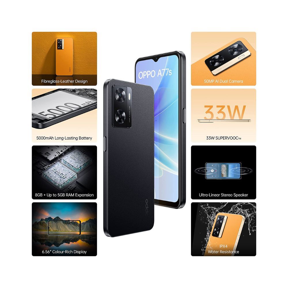 Oppo A77s (Starry Black, 8GB RAM, 128 Storage)