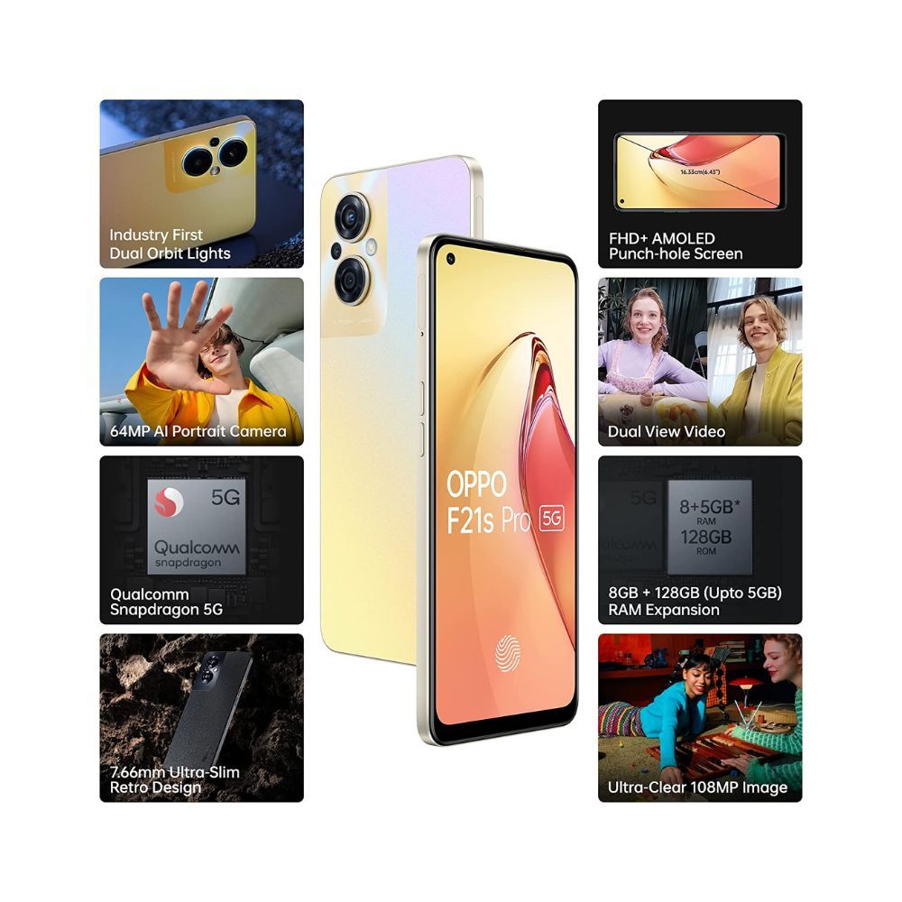 Oppo F21s Pro 5G (Gold, 8GB RAM, 128 Storage)