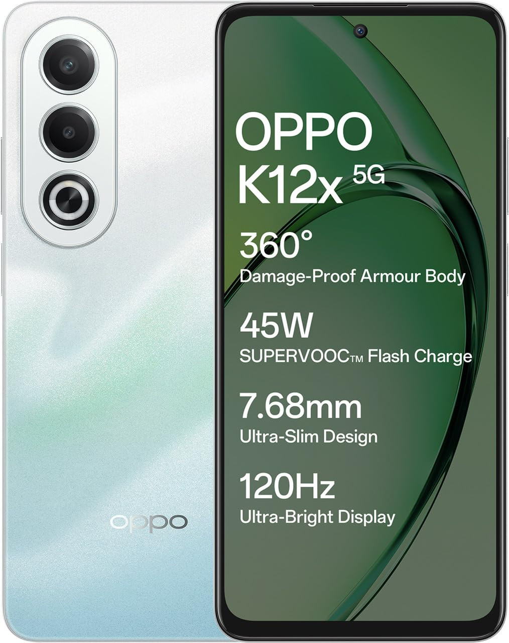 Oppo K12x 5G Smartphone 8GB RAM  256GB Storage  1694cm LCD Display 5100mAh Battery  45W SUPERVOOC Flash Charge  360 Damage-Proof Armour Body  Charger in The Box Breeze Blue