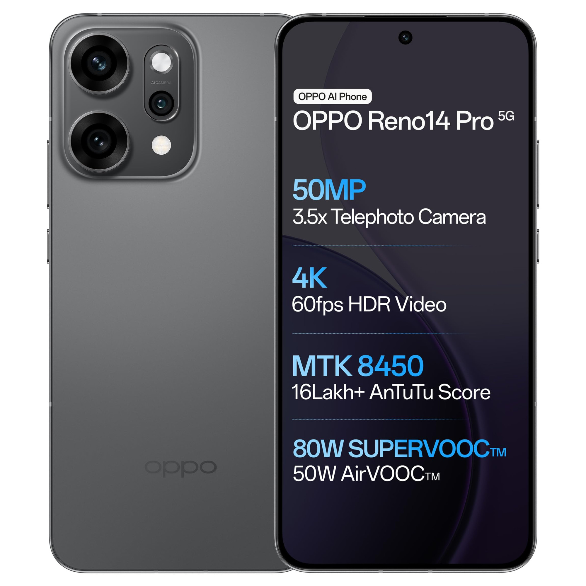 OPPO Reno14Pro 5G Titanium Grey 12GB RAM 512GB Storage
