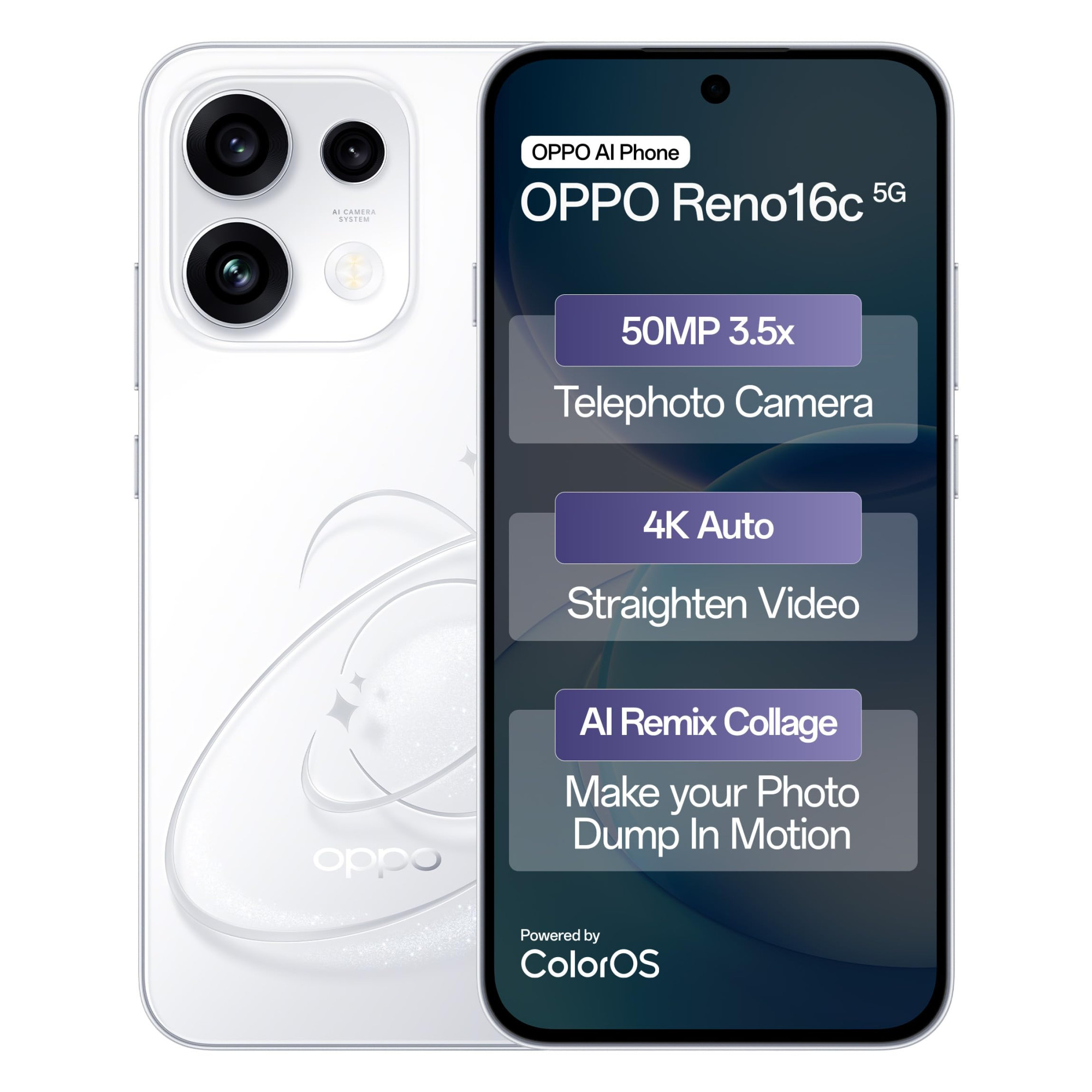 Oppo Reno16c 5G 8 GB RAM 128 GB Storage Starry White