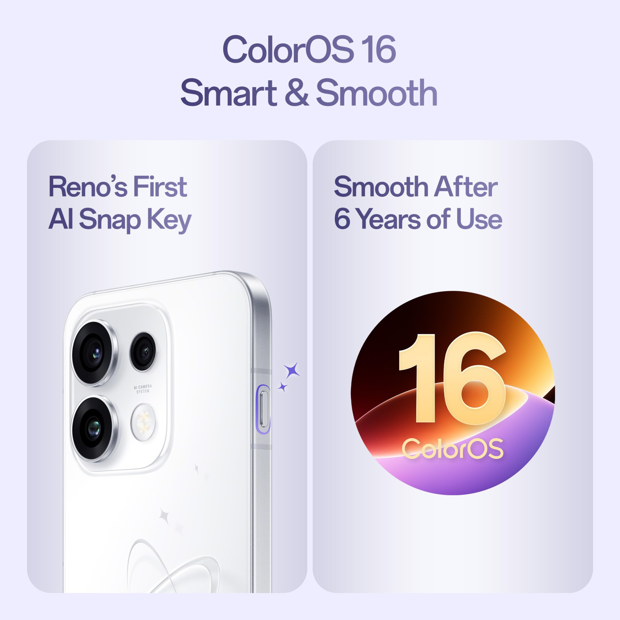 Oppo Reno16c 5G 8 GB RAM 128 GB Storage Stellar Purple