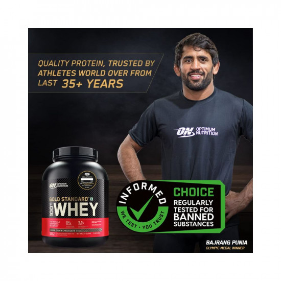 Optimum Nutrition (ON) Gold Standard 100% Whey (2 lbs/907 g) (Double Rich Chocolate) Protein Powder for Muscle Support & Recovery, Vegetarian - Primary Source Whey Isolate