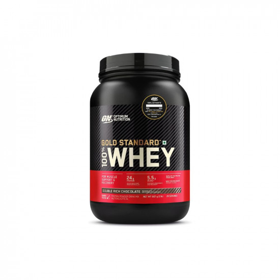 Optimum Nutrition (ON) Gold Standard 100% Whey (2 lbs/907 g) (Double Rich Chocolate) Protein Powder for Muscle Support & Recovery, Vegetarian - Primary Source Whey Isolate