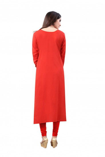 Orange Digital Floral Printed Crepe Readymade Kurti