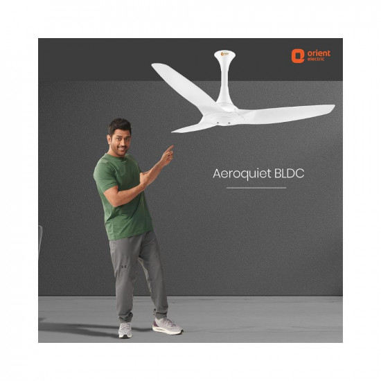 Orient Electric Aeroquiet BLDC with 5 Years Warranty and Energy Saving Ceiling Fan with Remote | 1230 mm Noiseless Premium Ceiling Fan for Home | 5 Star Rated (White)