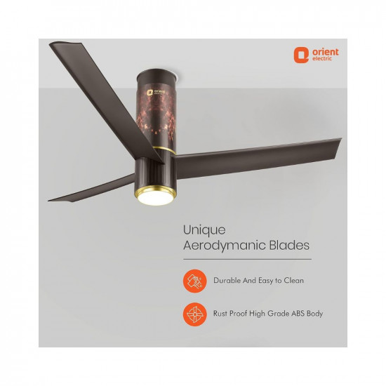 Orient Electric Aeroslim 1200mm BLDC motor Smart Ceiling Fan with IOT, Remote & Under light (Flame Gold)