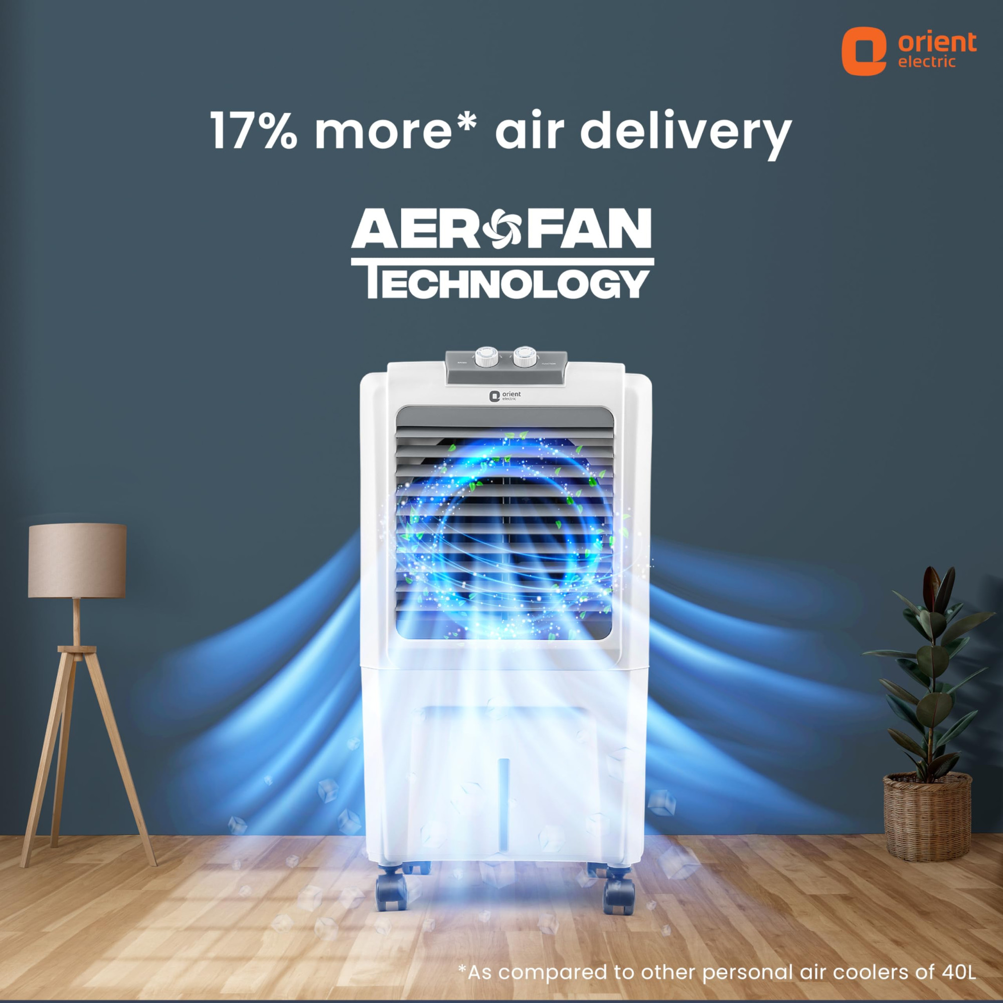 Orient Electric Durachill 40 L Portable Air Cooler For Home Densenest Honeycomb Pads More Air Delivery Fully Collapsible Louvers Inverter Compatible 1 Year Warranty by Orient White Grey